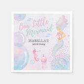 Onze kleine zeemeermin verjaardagspapier servet (Voorkant)