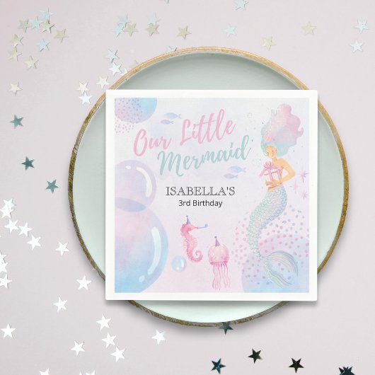 Onze kleine zeemeermin verjaardagspapier servet