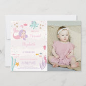 Onze kleine zeemeermin verjaardagsuitnodiging met kaart (Voorkant)