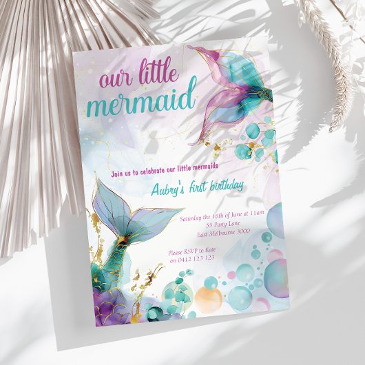 Onze kleine zeemeermin Zee 1e verjaardag Kaart