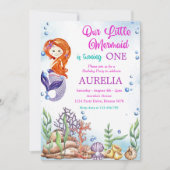 Onze kleine zeemeerminnende 1e verjaardag kaart (Voorkant)