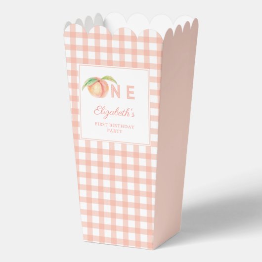 Onze kleine zoete perzik is één Baby eerste verjaa Bedankdoosjes (Achterkant)