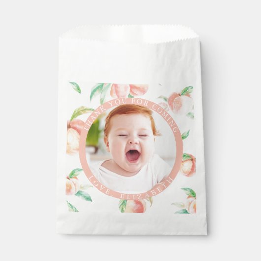 Onze kleine zoete perzik is een meisje eerste verj bedankzakje (Voorkant)