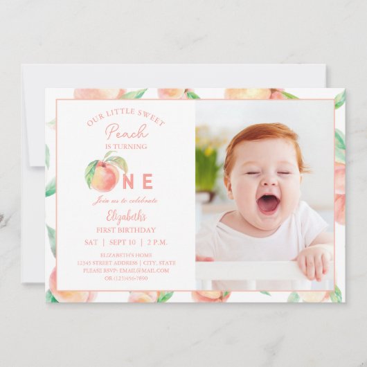 Onze kleine zoete perzik is een verjaardag Baby fo Kaart (Voorkant)