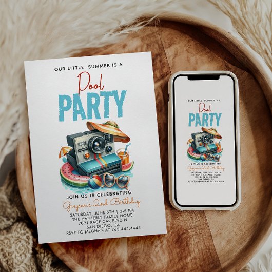 Onze kleine zomer is poolparty 2e verjaardag kaart