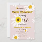 Onze kleine zon bloem roze 1e verjaardag foto kaart (Voorkant)