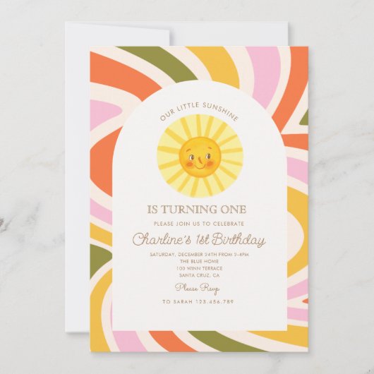 Onze kleine zon zon retro minimale 1e verjaardag kaart (Voorkant)