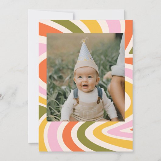 Onze kleine zon zon retro minimale 1e verjaardag kaart (Achterkant)