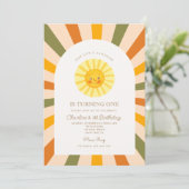 Onze kleine zon zon retro minimale 1e verjaardag kaart (Staand voorkant)