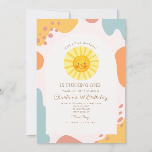 Onze kleine zon zon retro minimale 1e verjaardag kaart (Voorkant)