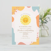 Onze kleine zon zon retro minimale 1e verjaardag kaart (Staand voorkant)