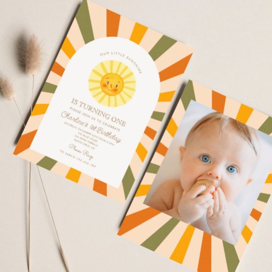 Onze kleine zon zon retro minimale 1e verjaardag kaart
