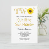 Onze kleine zonnebloem 2e verjaardagsfeestje kaart (Staand voorkant)