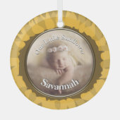 Onze kleine zonnebloem Baby Fotoversiering Glas Ornament (Voorkant)