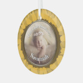 Onze kleine zonnebloem Baby Fotoversiering Glas Ornament (Voorkant links)