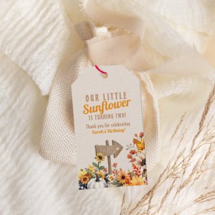 Onze kleine zonnebloem Boerderij Herfst Verjaardag Cadeaulabel