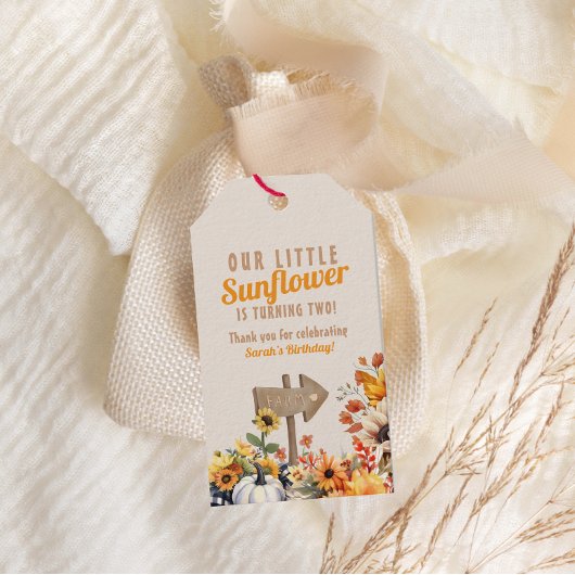 Onze kleine zonnebloem Boerderij Herfst Verjaardag Cadeaulabel