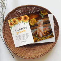 Onze Kleine Zonnebloem Foto Verjaardags Dankkaart