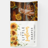 Onze kleine zonnebloem foto verjaardagsfeestje spandoek (Verticaal)