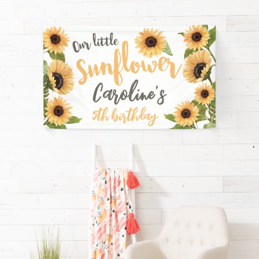 Onze kleine zonnebloem Persoonlijk Happy Birthday Spandoek (Insitu)