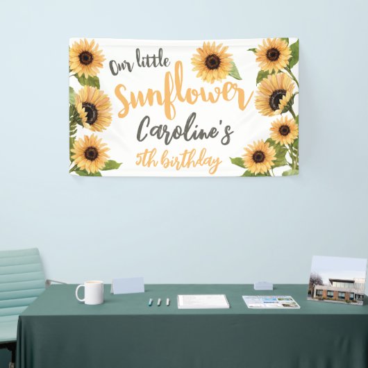 Onze kleine zonnebloem Persoonlijk Happy Birthday Spandoek (Beurs)