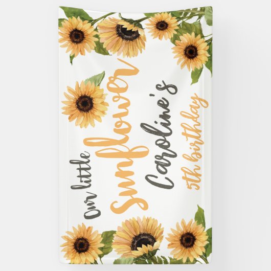 Onze kleine zonnebloem Persoonlijk Happy Birthday Spandoek (Verticaal)