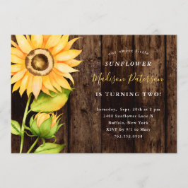 Onze kleine zonnebloem rustieke gele verjaardagsfe kaart