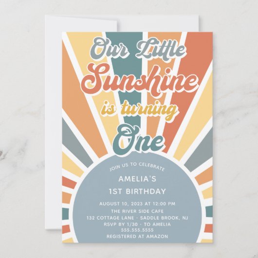 Onze Kleine Zonneschijn 1e Verjaardag Regenboog Pa Kaart (Voorkant)