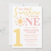 Onze kleine Zonneschijn 1e Verjaardag Uitnodiging  (Voorkant)