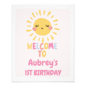 Onze Kleine Zonneschijn 1e Verjaardag Welkomstbord Foto Afdruk (Voorkant)