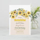 Onze Kleine Zonneschijn 1e Verjaardagsfeestuitnodi Kaart (Staand voorkant)