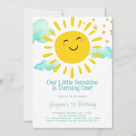 Onze kleine zonneschijn 1ste verjaardag kaart (Voorkant)