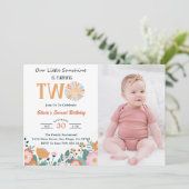 Onze kleine zonneschijn 2e verjaardag Boho Floral Kaart (Staand voorkant)