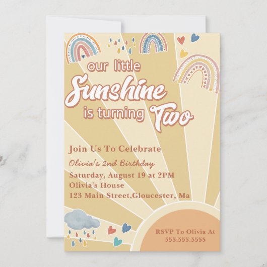 Onze kleine zonneschijn 2e verjaardag regenboog fe kaart (Voorkant)