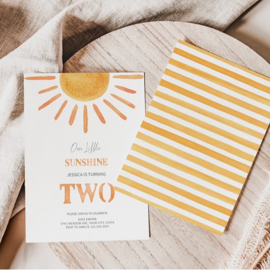Onze kleine zonneschijn 2e verjaardag uitnodiging