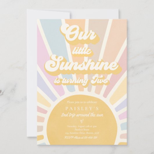 Onze Kleine Zonneschijn 2e Verjaardagsfeest Retro Kaart (Voorkant)