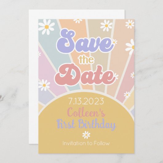 Onze kleine zonneschijn bespaart de datum save the date (Voorkant / Achterkant)