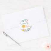 Onze kleine zonneschijn Bloemen Eerste Verjaardag Ronde Sticker (Envelop)