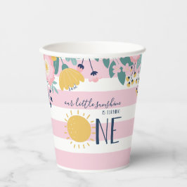 Onze Kleine Zonneschijn Bloemstuk, Roze Streep Ver Papieren Bekers