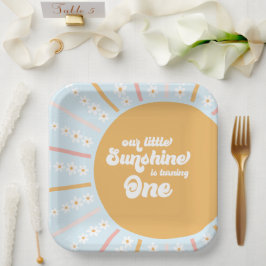 Onze Kleine Zonneschijn boho bloemige eerste verja Papieren Bordje