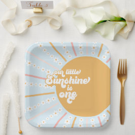Onze Kleine Zonneschijn boho bloemige eerste verja Papieren Bordje