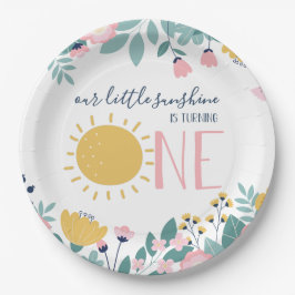 Onze Kleine Zonneschijn boho bloemige verjaardag Papieren Bordje