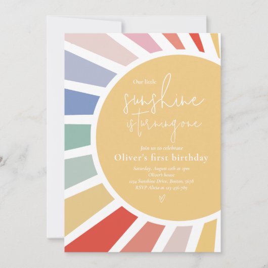 Onze kleine zonneschijn Boho regenboog 1e verjaard Kaart (Voorkant)