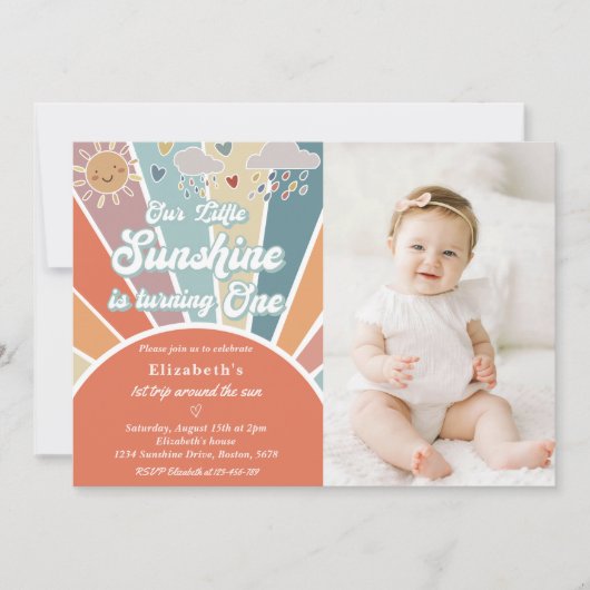 Onze kleine zonneschijn draait een eerste verjaard kaart (Voorkant)