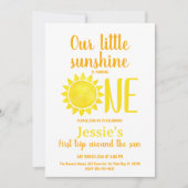 Onze kleine zonneschijn eerste verjaardag uitnodig kaart (Voorkant)
