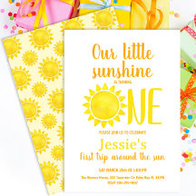 Onze kleine zonneschijn eerste verjaardag uitnodig