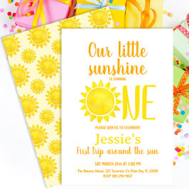 Onze kleine zonneschijn eerste verjaardag uitnodig kaart
