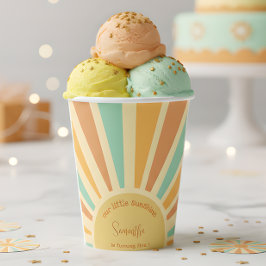 Onze kleine zonneschijn grote zon met roggen verja papieren bekers