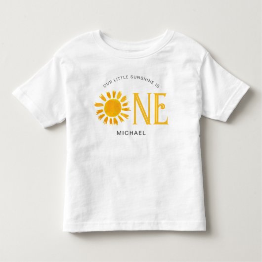 Onze kleine zonneschijn is één 1e verjaardag kinder shirts (Voorkant)