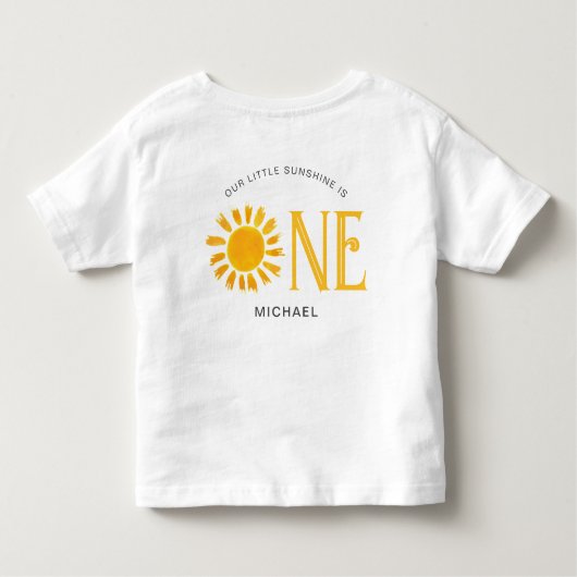 Onze kleine zonneschijn is één 1e verjaardag kinder shirts (Achterkant)